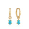 Gold Turquoise Drop Wave Huggie Hoop Earrings