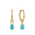 Gold Turquoise Drop Wave Huggie Hoop Earrings