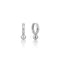 Silver Orb Drop Huggie Hoop Earrings
