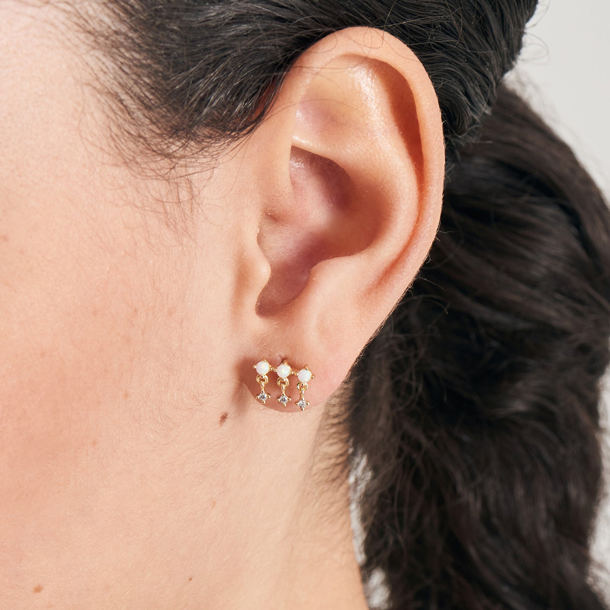 Gold Kyoto Opal Drop Sparkle Barbell Single Earring – Ania