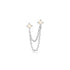 Silver Kyoto Opal Drop Chain Barbell Single Earring