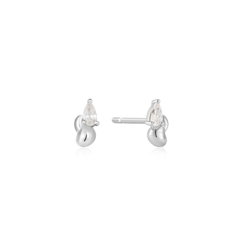 Silver Twisted Wave Stud Earrings