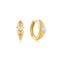 Gold Shell Pearl Geometric Huggie Hoop Earrings