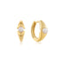 Gold Shell Pearl Geometric Huggie Hoop Earrings