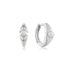Silver Shell Pearl Geometric Huggie Hoop Earrings