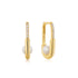 Gold Shell Pearl Interlock Oval Hoop Earrings