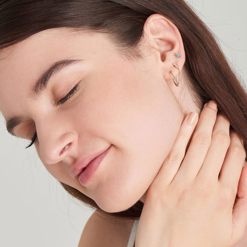 14kt Gold Mini Hoop Stud Earrings