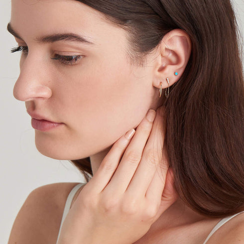 14kt Gold Mini Hoop Stud Earrings