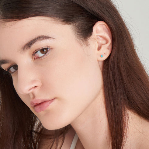 14kt Gold Turquoise Cabochon Stud Earrings