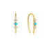 14kt Gold Turquoise Cabochon and White Sapphire Hook Earrings