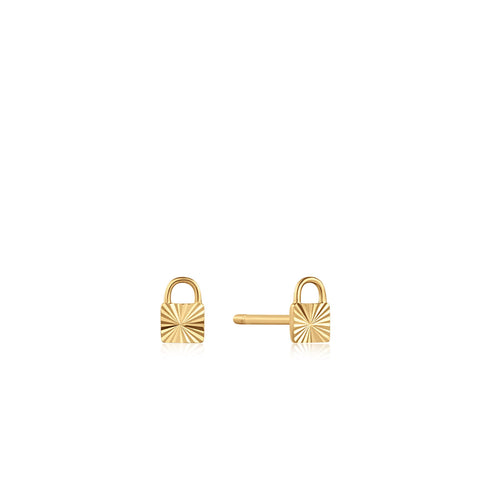 14kt Gold Padlock Stud Earrings