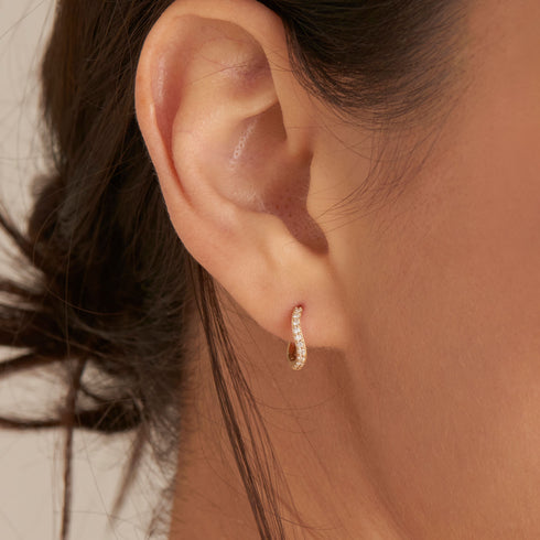 14kt Gold Magma Diamond Huggie Hoop Earrings