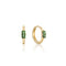 14kt Gold Tourmaline Emblem Huggie Hoop Earrings