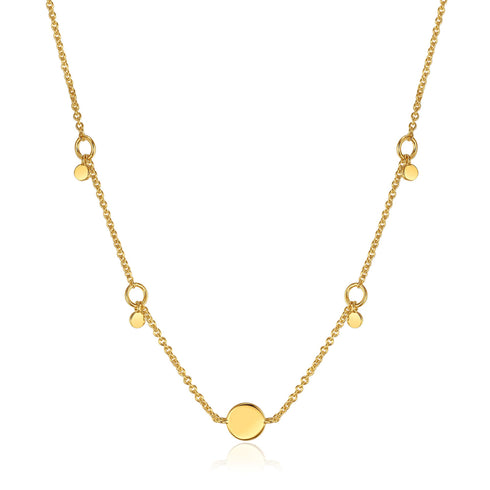 Gold Geometry Drop Discs Necklace