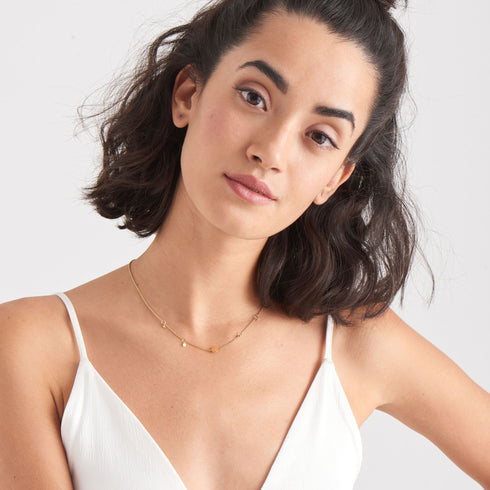 Gold Geometry Drop Discs Necklace