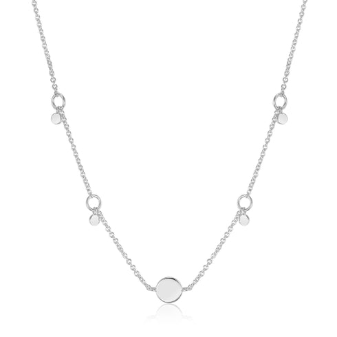 Silver Geometry Drop Discs Necklace
