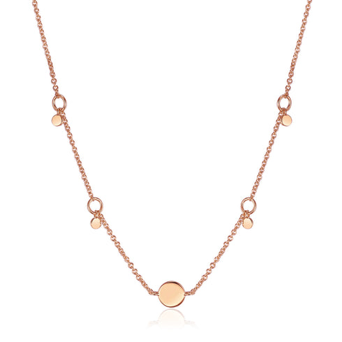 Rose Gold Geometry Drop Discs Necklace