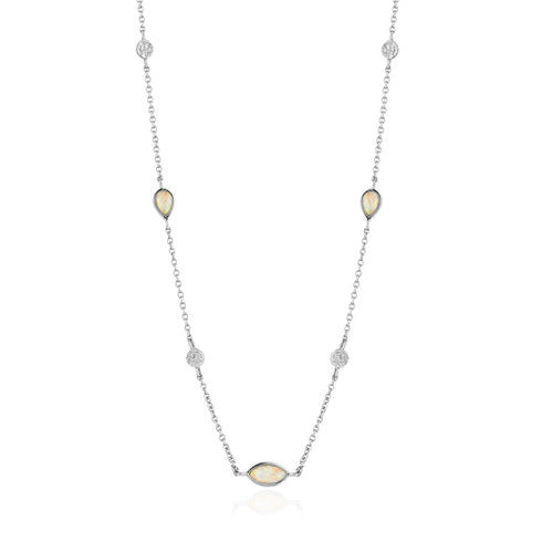 Opal Colour Silver Necklace