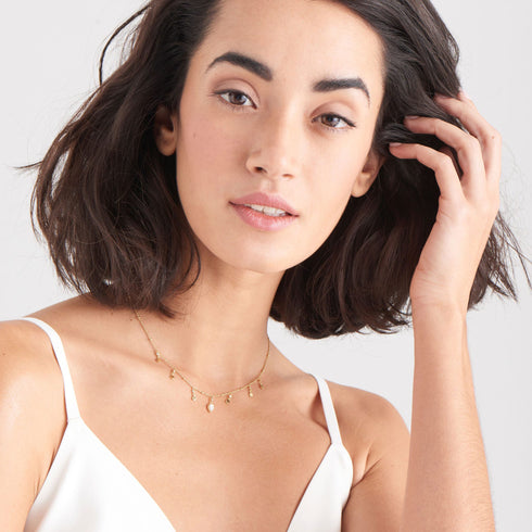 Gold Dream Drop Discs Necklace