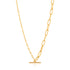 Gold Mixed Link T-bar Necklace