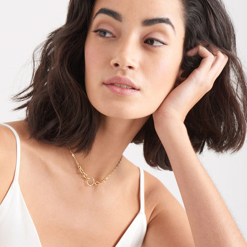 Gold Horseshoe Link Necklace