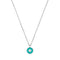 Teal Enamel Disc Silver Necklace
