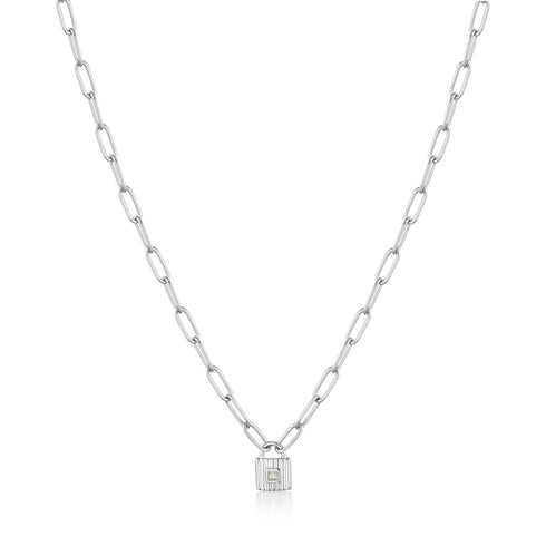 Silver Chunky Chain Padlock Necklace