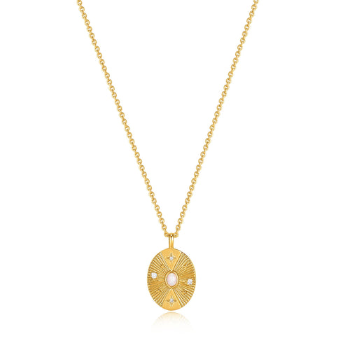 Gold Scattered Stars Kyoto Opal Disc Necklace