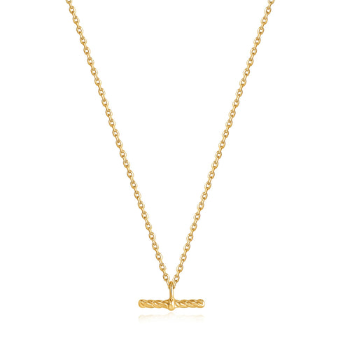 Gold Rope T-Bar Necklace