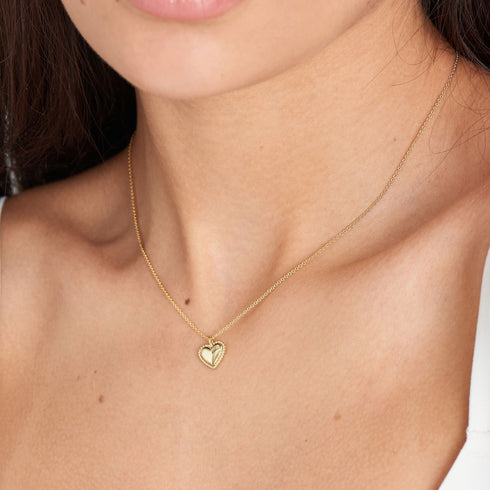Gold Rope Heart Pendant Necklace