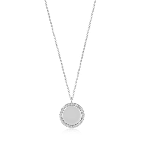 Silver Rope Disc Necklace