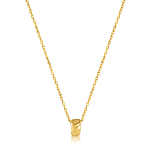Gold Smooth Twist Pendant Necklace