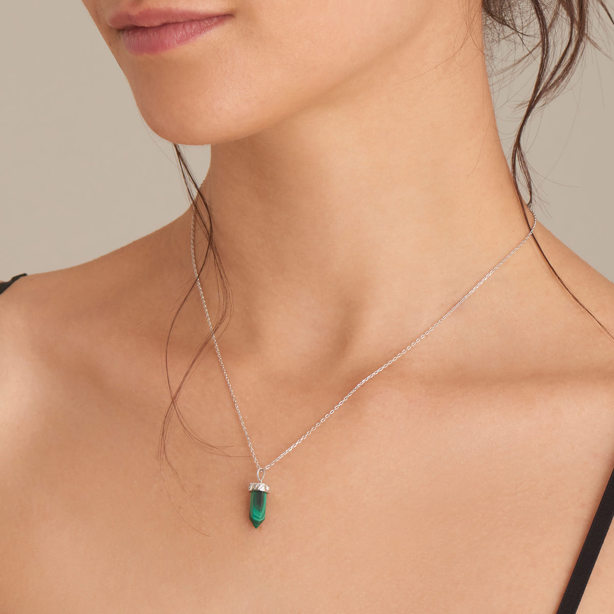 Ania Haie Malachite Point Pendant Necklace Silver