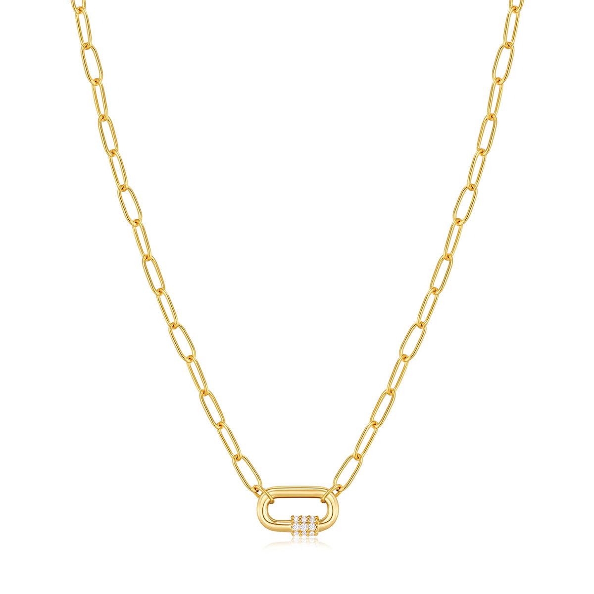 14K Classic Carabiner Paperclip Necklace