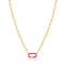Neon Pink Enamel Carabiner Gold Necklace