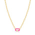 Neon Pink Enamel Carabiner Gold Necklace