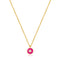Neon Pink Enamel Disc Gold Necklace