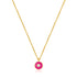 Neon Pink Enamel Disc Gold Necklace