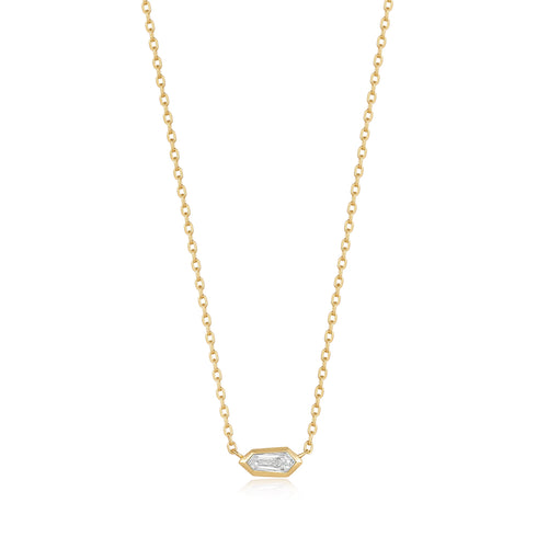 Gold Sparkle Emblem Chain Necklace