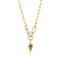 Gold Teal Sparkle Drop Pendant Chunky Chain Necklace