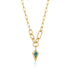 Gold Teal Sparkle Drop Pendant Chunky Chain Necklace