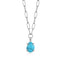 Silver Turquoise Chunky Chain Drop Pendant Necklace
