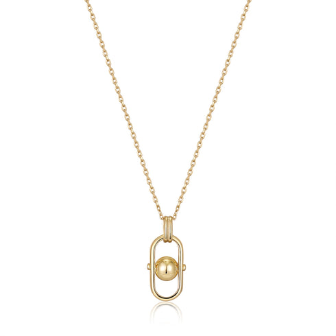 Gold Orb Link Drop Pendant Necklace