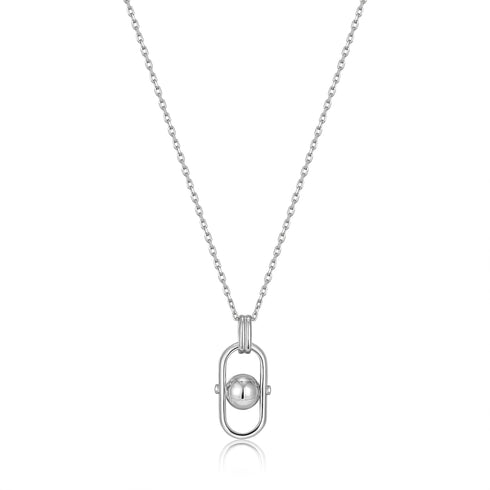 Silver Orb Link Drop Pendant Necklace