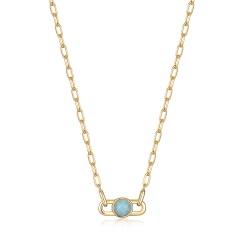 Gold Orb Amazonite Link Necklace