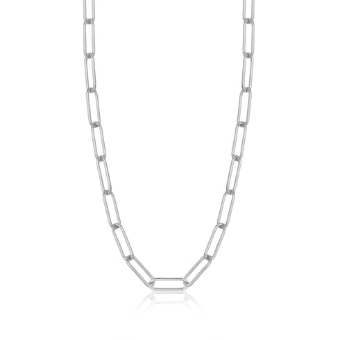 Silver Paperclip Chunky Chain Necklace