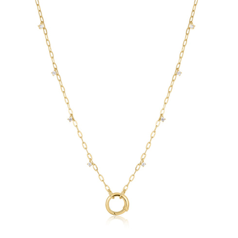 Gold Shimmer Chain Charm Connector Necklace