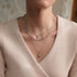 Silver Shell Pearl Geometric Pendant Necklace