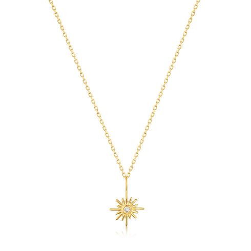 14kt Gold Sunburst Natural Diamond Necklace