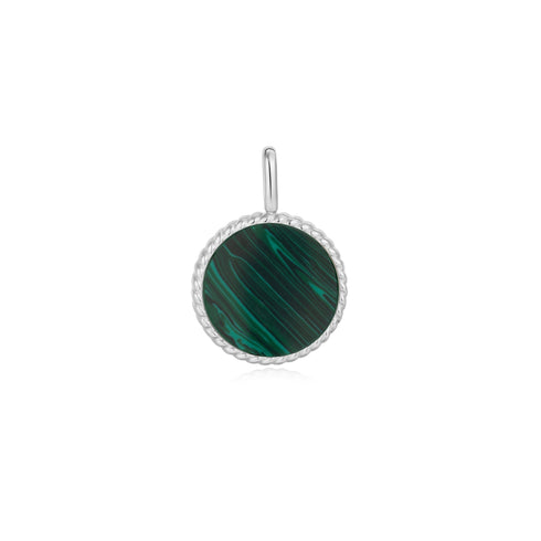 Silver Heart Enamel and Malachite Charm